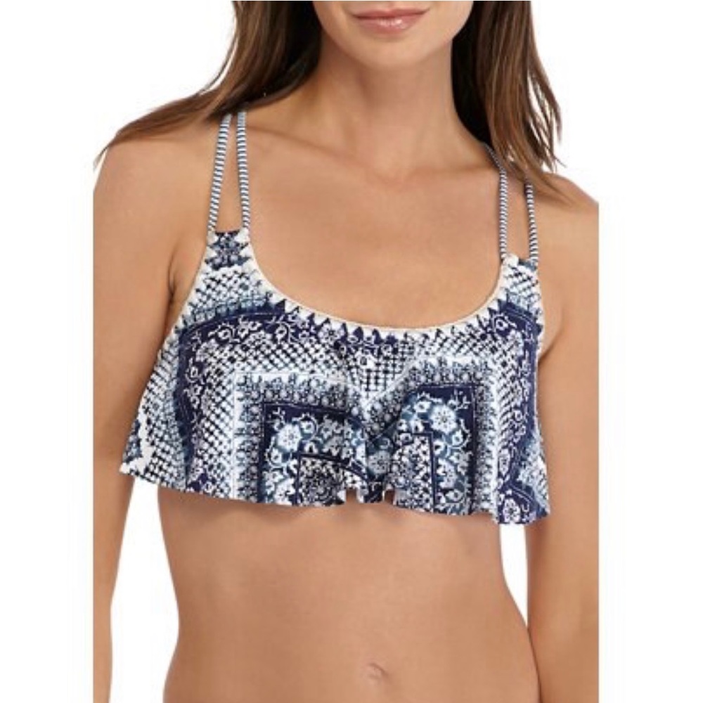 Island Soul Swim Top Blue Flounce Handke…